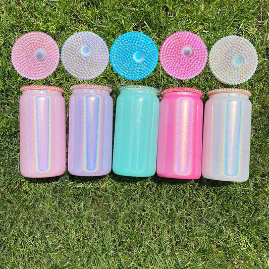 16 oz Shimer Cups With Rhinestone Lid